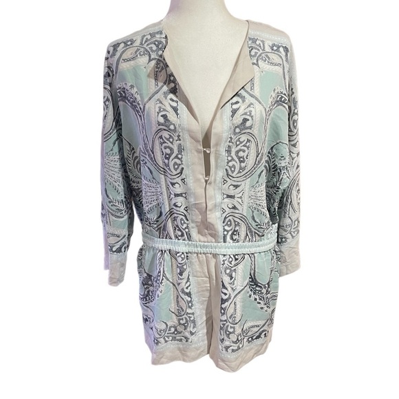 BCBGMaxAzria Lindee Paisley Print 
Romper-BLUE MIST COMBO floral short Jumpsuit - Picture 1 of 15